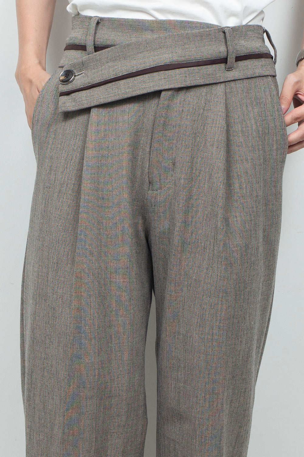 <LAST 1点> LB26AW-PT11-LTD | ダブルクロスリュクスツイード ツイステッドウエストトラウザー | HERRINGBONE GR