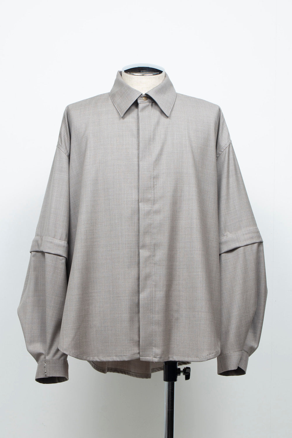 LB26AW-SH11-SCO |  SUPER140Sウール デタッチャブルスリーブシャツ | TOP GRAY