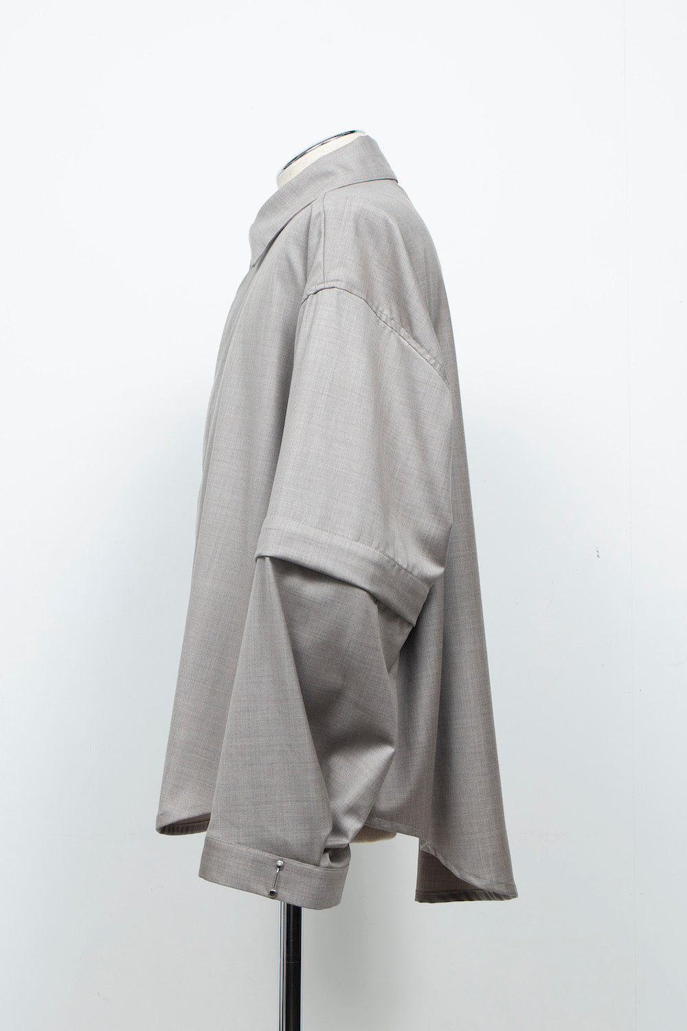 LB26AW-SH11-SCO |  SUPER140Sウール デタッチャブルスリーブシャツ | TOP GRAY