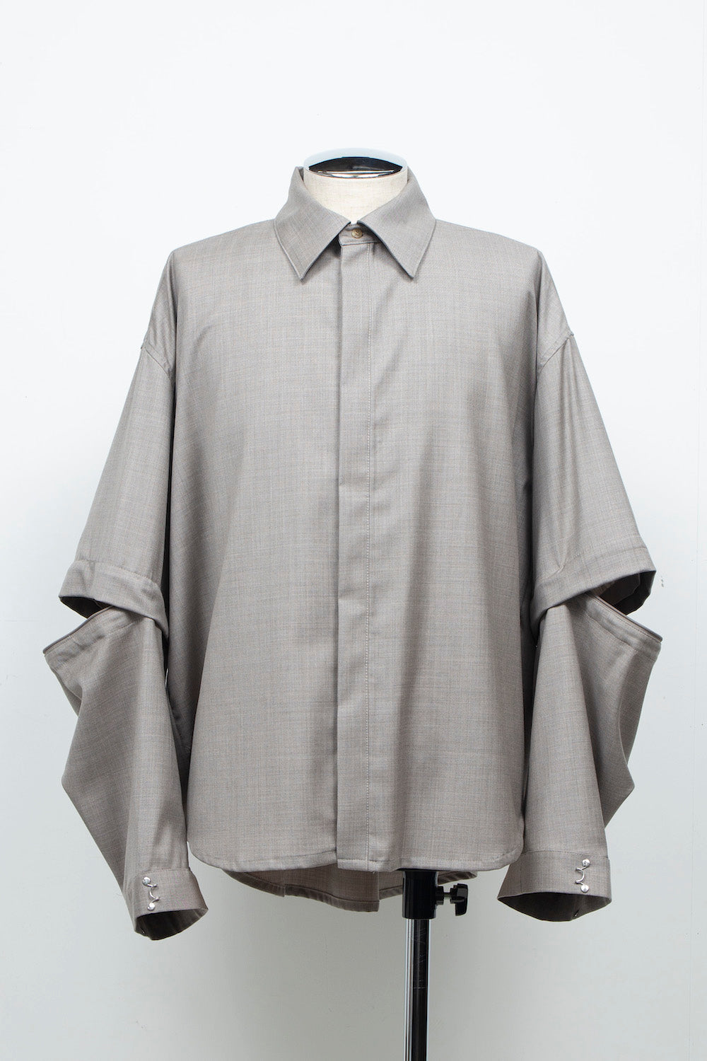 LB26AW-SH11-SCO |  SUPER140Sウール デタッチャブルスリーブシャツ | TOP GRAY