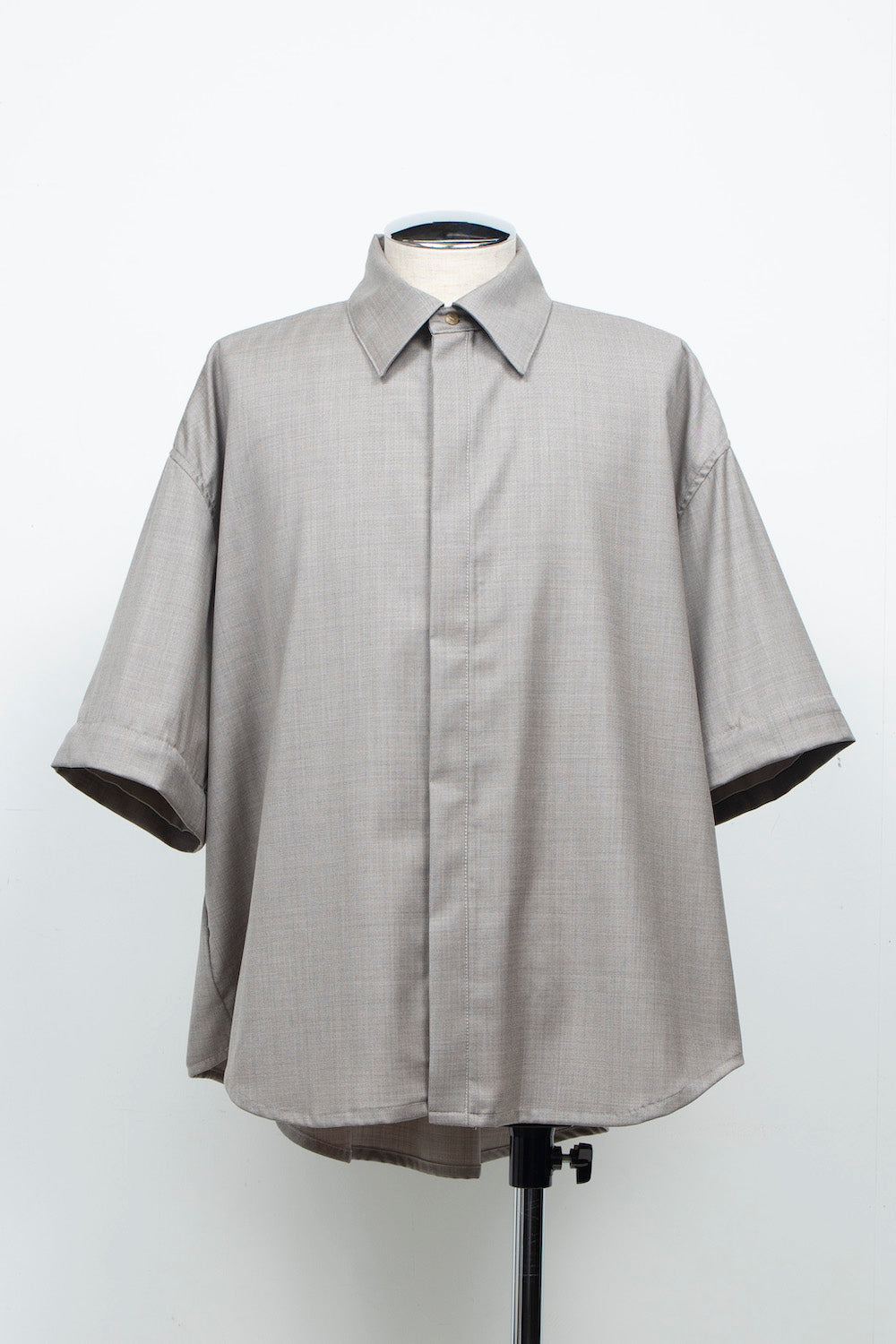 LB26AW-SH11-SCO |  SUPER140Sウール デタッチャブルスリーブシャツ | TOP GRAY