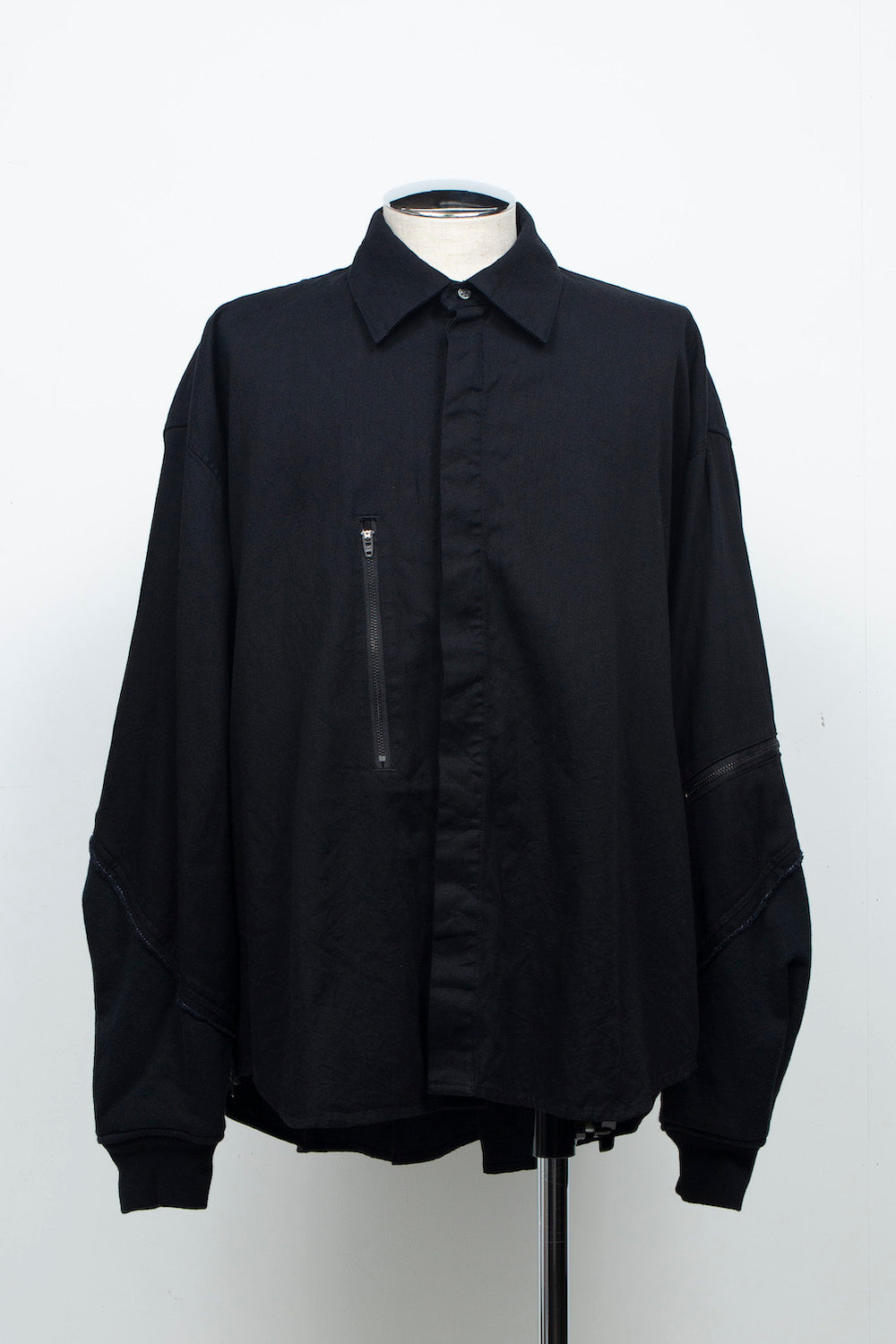 LB26AW-SH12-OWD | Light Ounce Denim Twist Sleeve Shirt | BLACK WASHED