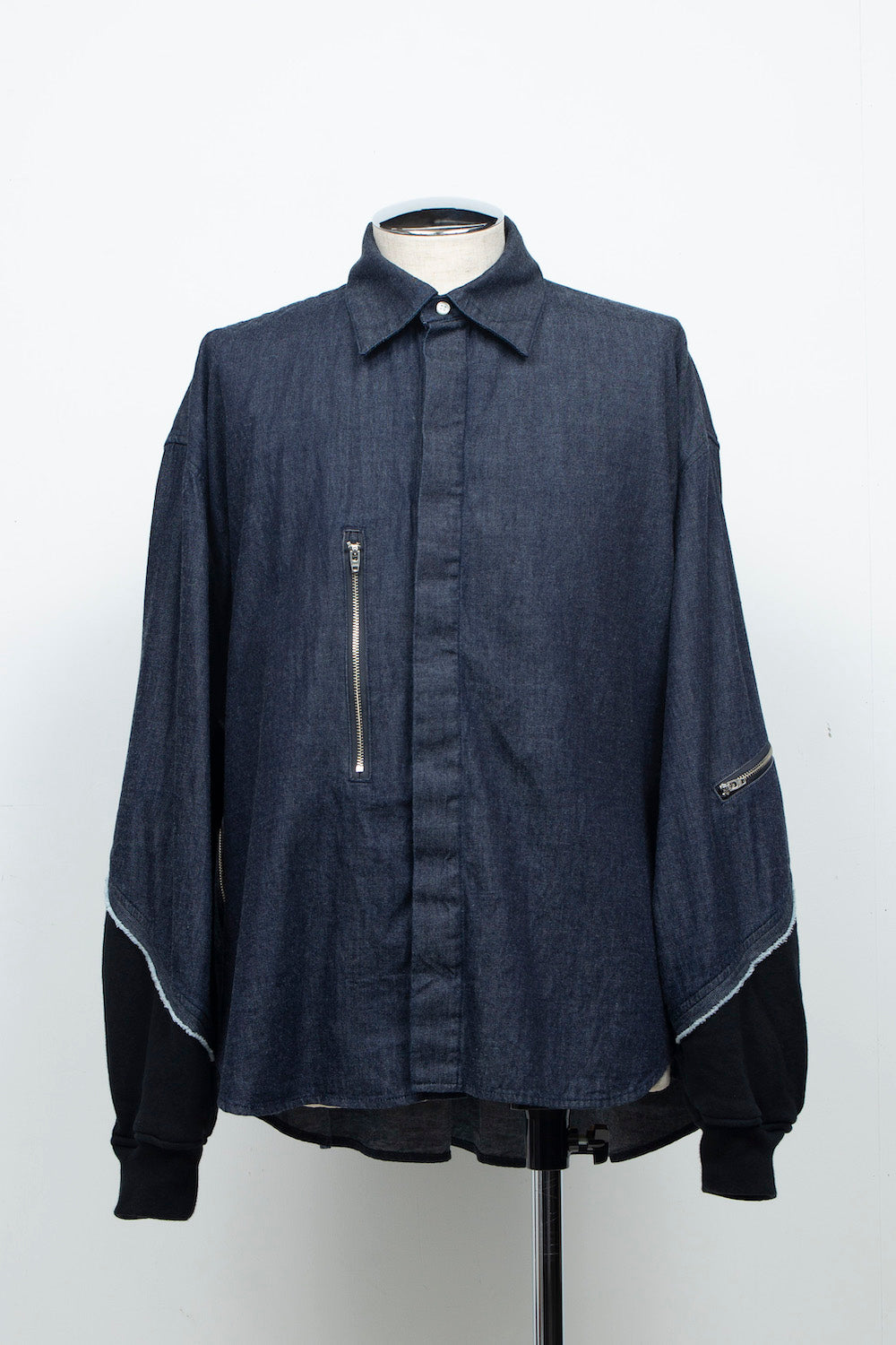 <last item> LB26AW-SH12-OWD | Light Ounce Denim Twist Sleeve Shirt | INDIGO WASHED</last>
