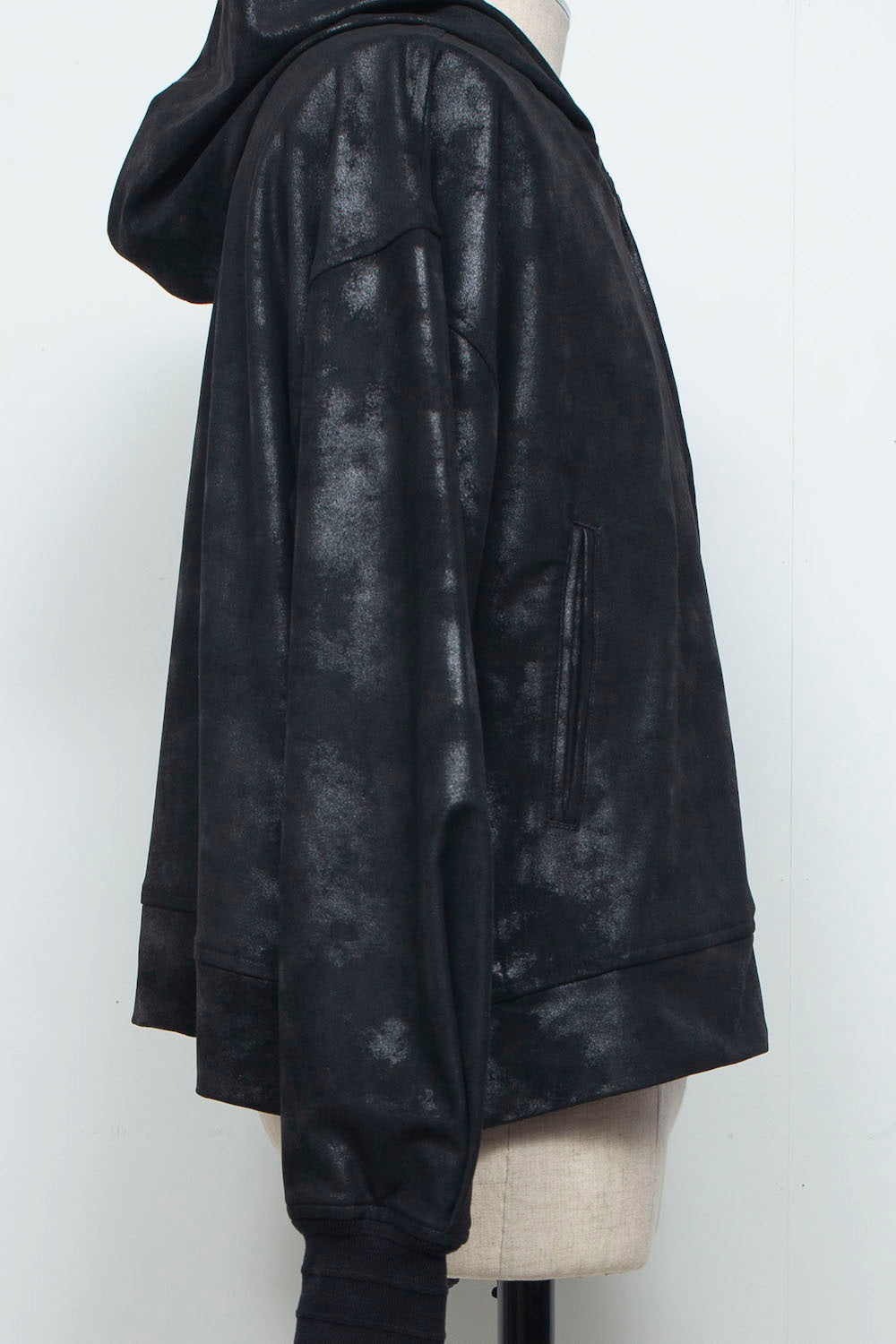 LB26AW-HD09-FFN | FAKE-FAKE-LEATHERダブルジップフーディ | BLACK