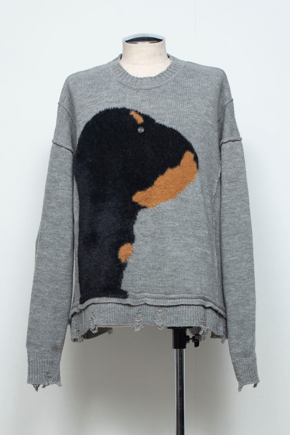<LAST 1点> LB26AW-KN11 | ドッグモチーフインターシャセーター | LIGHT GRAY