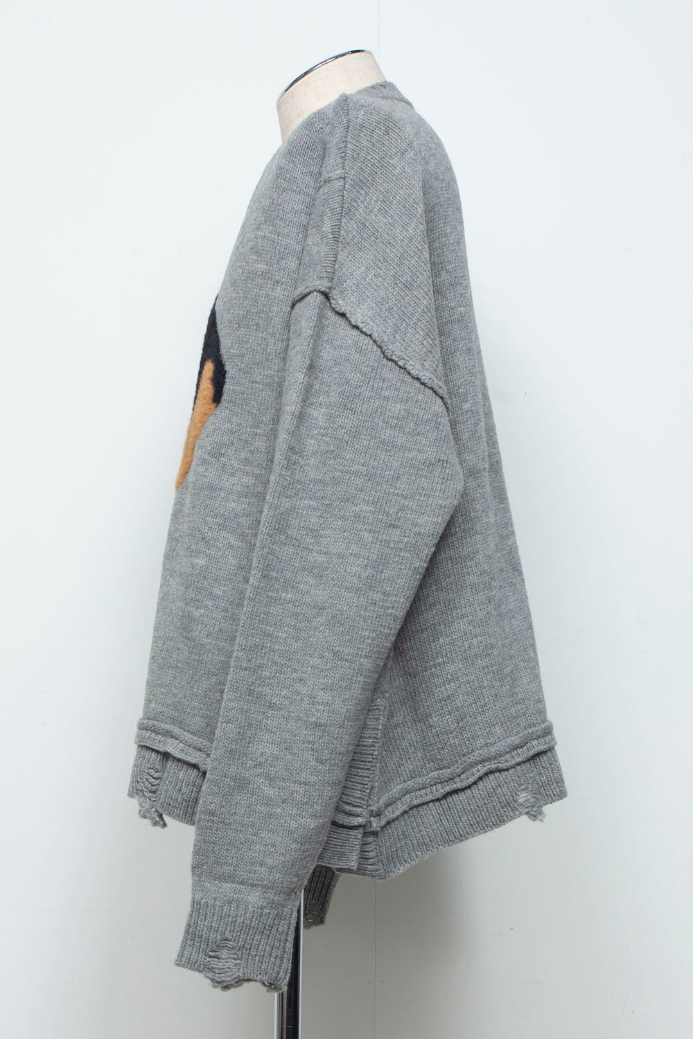 <LAST 1点> LB26AW-KN11 | ドッグモチーフインターシャセーター | LIGHT GRAY