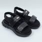 *限定* *復刻版*  LBLM-SHOES03 | ステッチワークドッキングレザーサンダル | BLACK