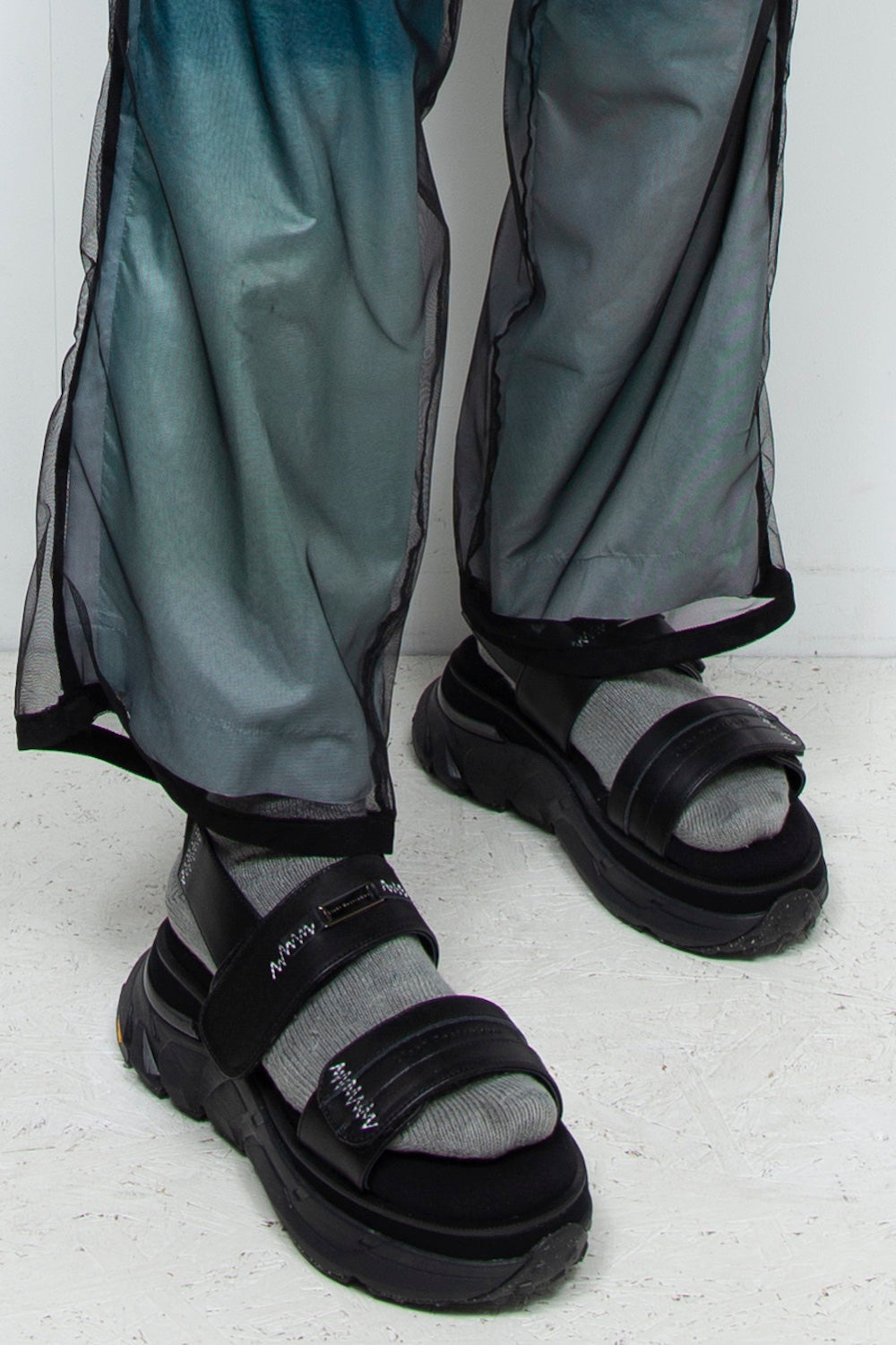 *限定* *復刻版*  LBLM-SHOES03 | ステッチワークドッキングレザーサンダル | BLACK