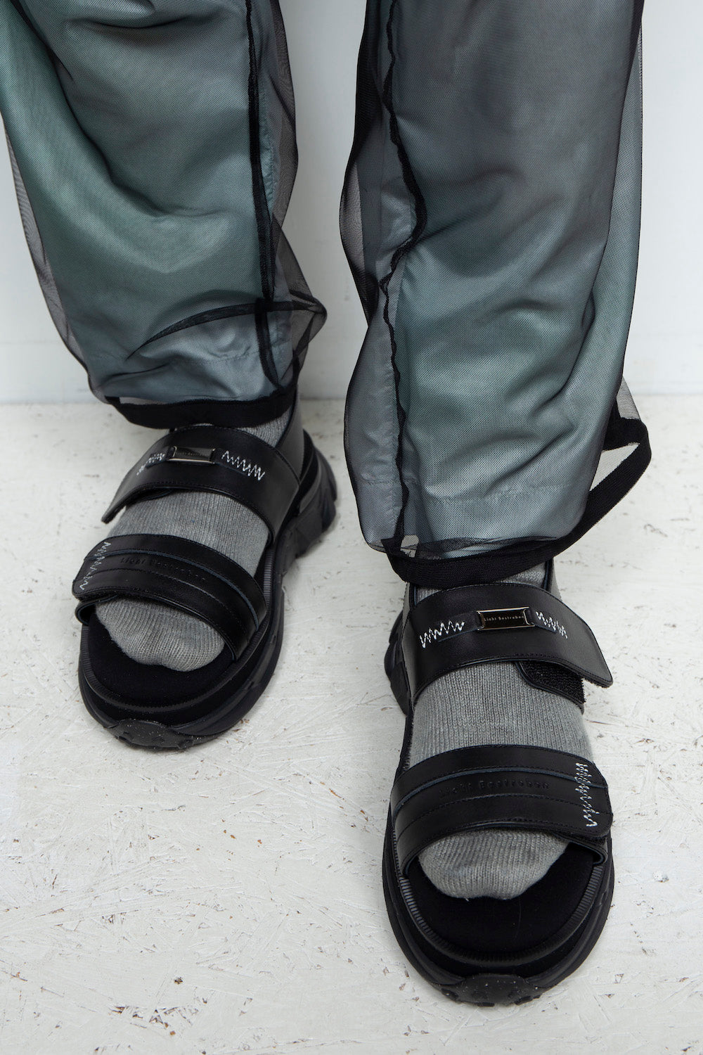 *限定* *復刻版*  LBLM-SHOES03 | ステッチワークドッキングレザーサンダル | BLACK