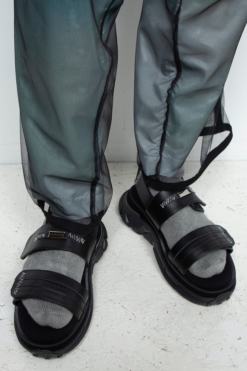 *限定* *復刻版*  LBLM-SHOES03 | ステッチワークドッキングレザーサンダル | BLACK