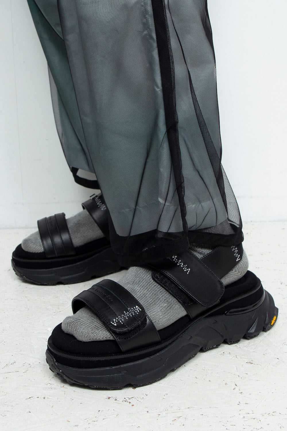 *限定* *復刻版*  LBLM-SHOES03 | ステッチワークドッキングレザーサンダル | BLACK
