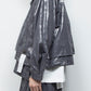 <LAST 1点> LB25AW-SH09-HKW | ウォッシュドホイルコーティングショートトレンチジャケット | STEEL GRAY