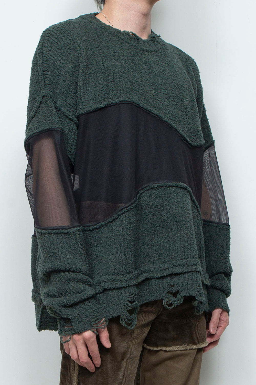 LB25AW-KN08 | Docking Reverse Crushed Sweater | BILLIARD GREEN