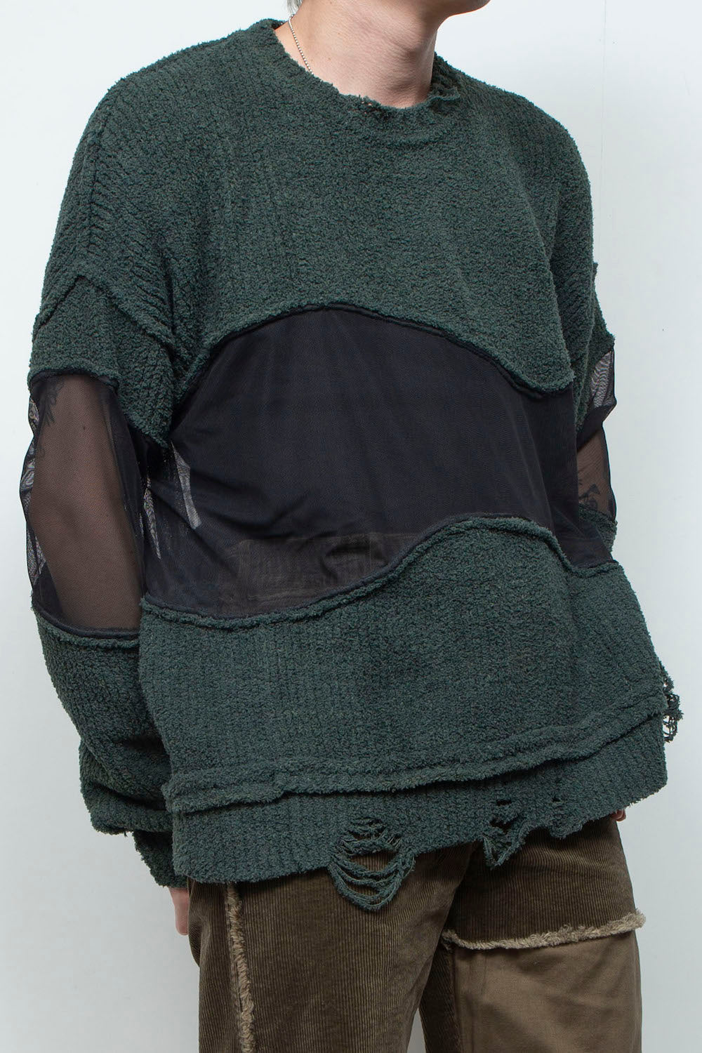 LB25AW-KN08 | Docking Reverse Crushed Sweater | BILLIARD GREEN