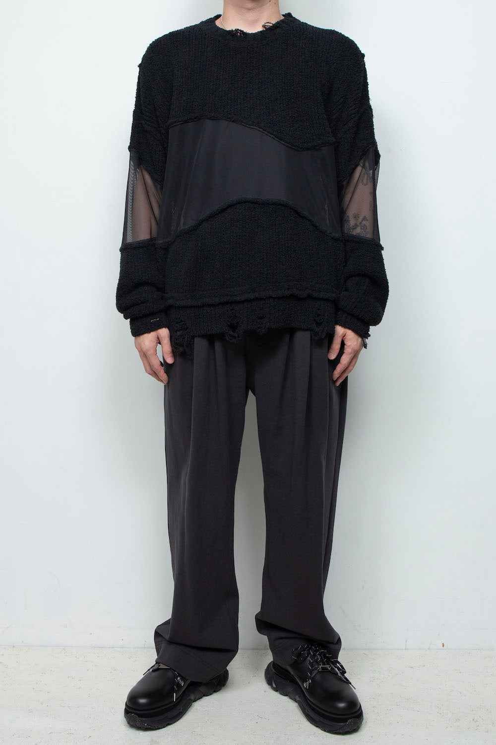 LB25AW-KN08 | Docking Reverse Crushed Sweater | BLACK