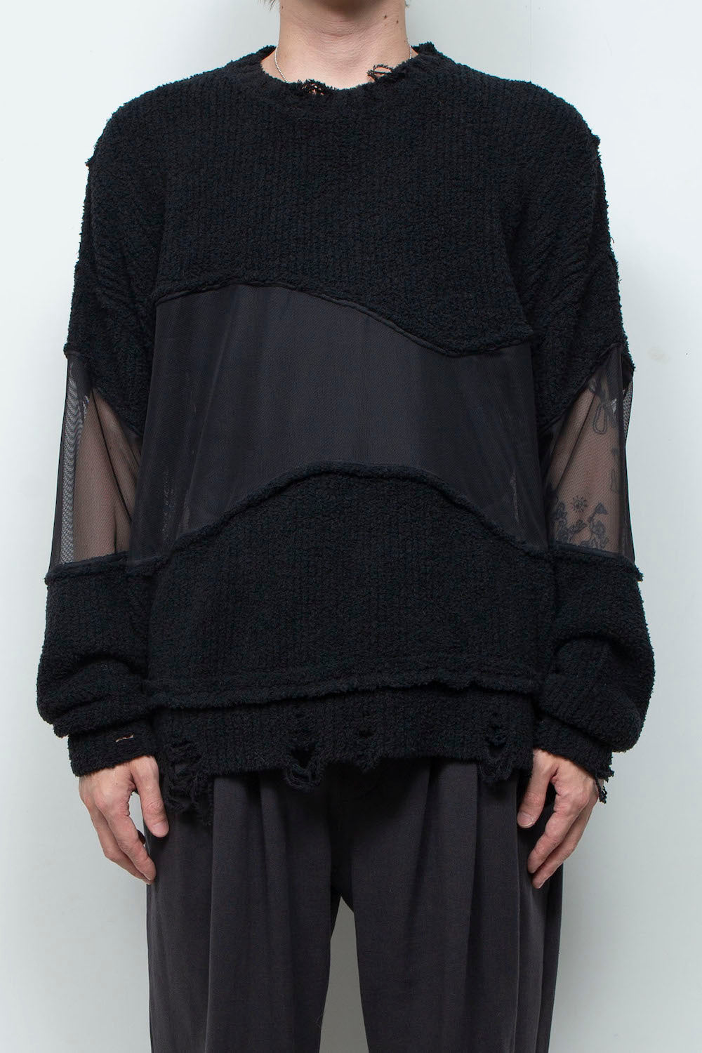 LB25AW-KN08 | Docking Reverse Crushed Sweater | BLACK