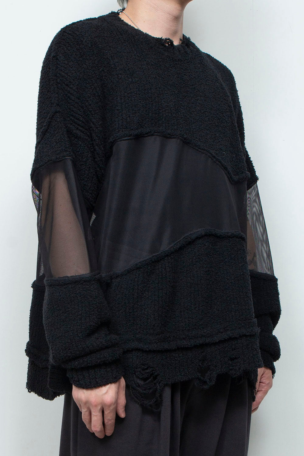 LB25AW-KN08 | Docking Reverse Crushed Sweater | BLACK