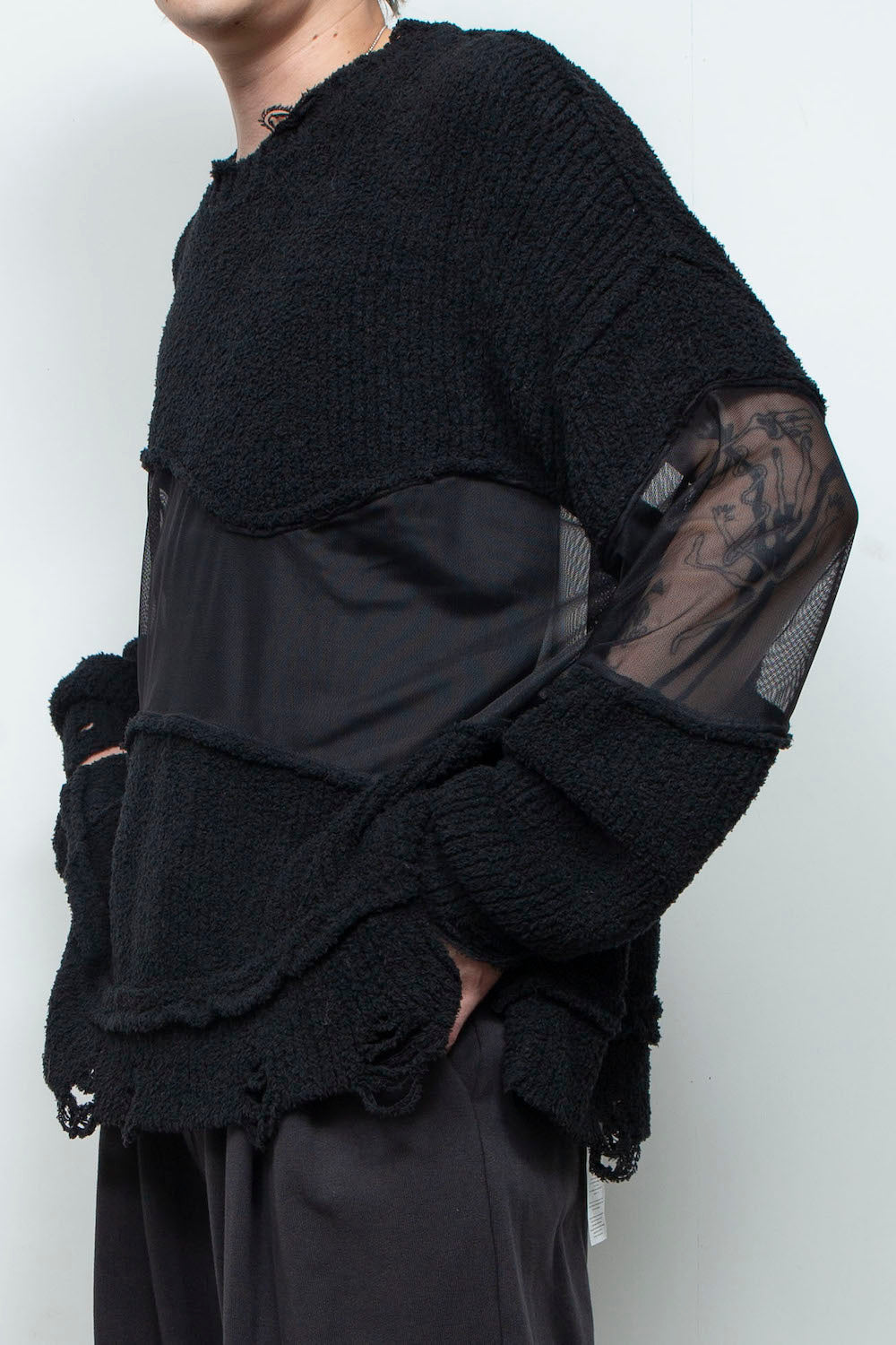 LB25AW-KN08 | Docking Reverse Crushed Sweater | BLACK