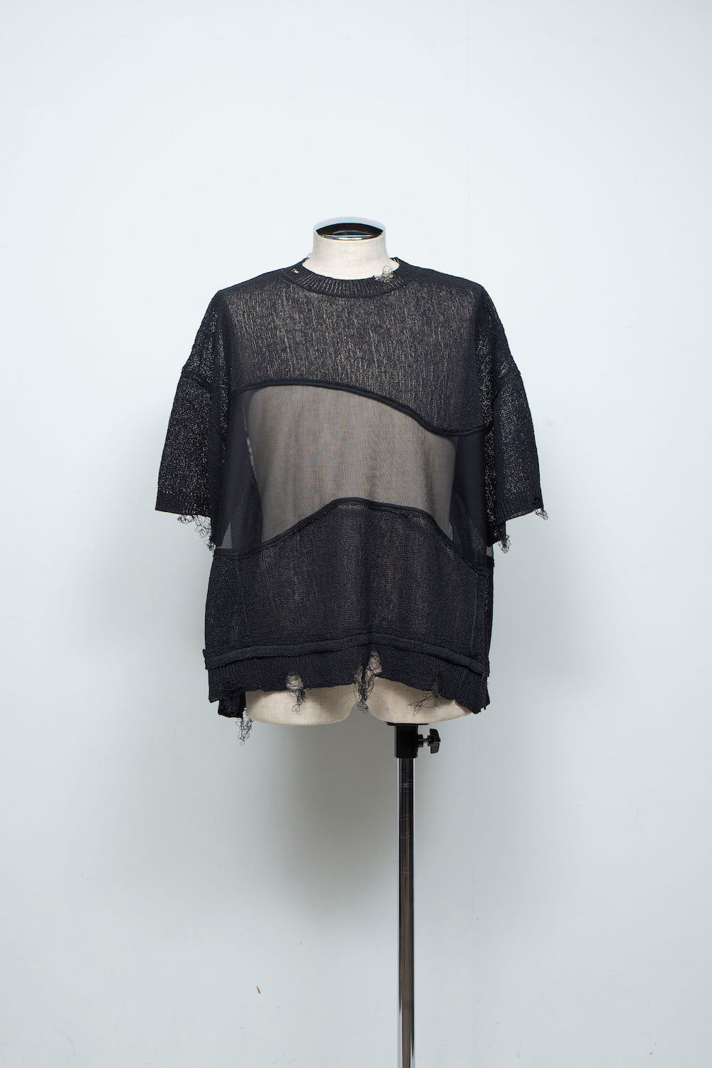 LB26SS-KN10 | アバセルペーパーヤーンリバースクラッシュドセーター | BLACK