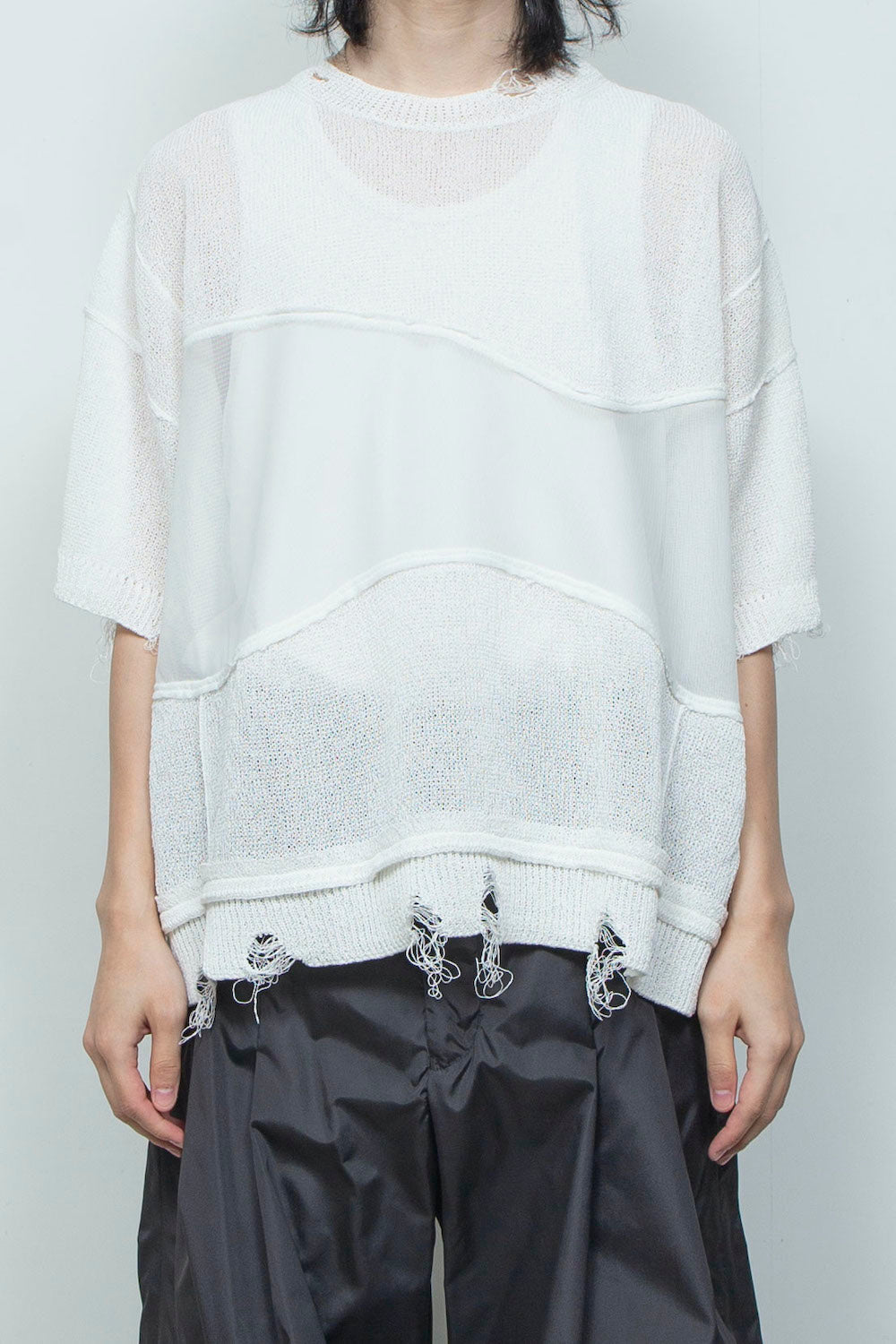 LB26SS-KN10 | アバセルペーパーヤーンリバースクラッシュドセーター | OFF WHITE