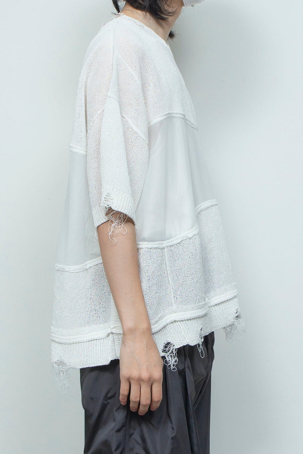 LB26SS-KN10 | アバセルペーパーヤーンリバースクラッシュドセーター | OFF WHITE