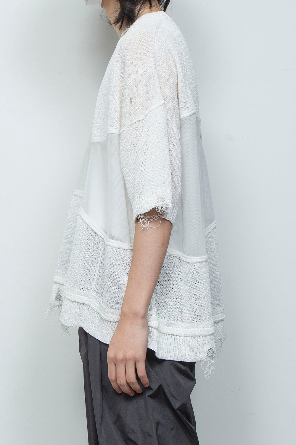 LB26SS-KN10 | アバセルペーパーヤーンリバースクラッシュドセーター | OFF WHITE