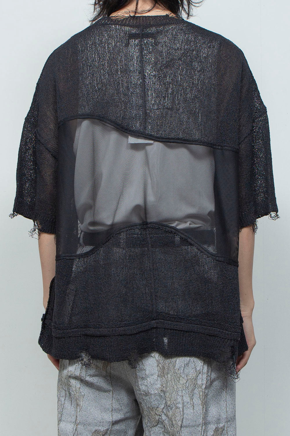 LB26SS-KN10 | アバセルペーパーヤーンリバースクラッシュドセーター | BLACK