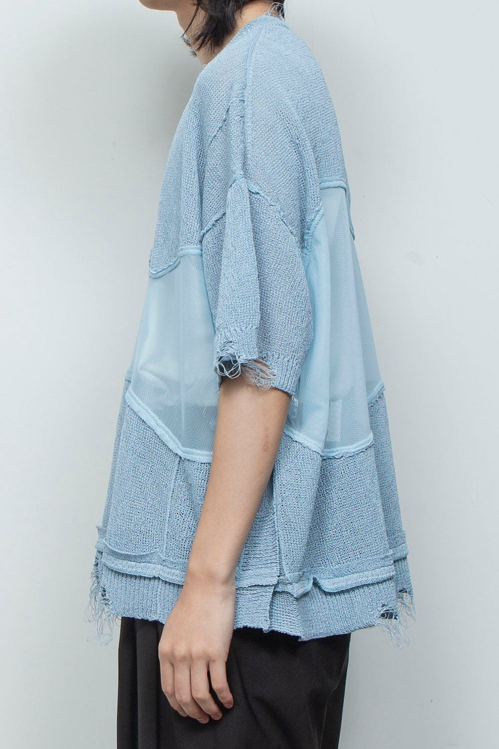 LB26SS-KN10 | アバセルペーパーヤーンリバースクラッシュドセーター | PALE BLUE