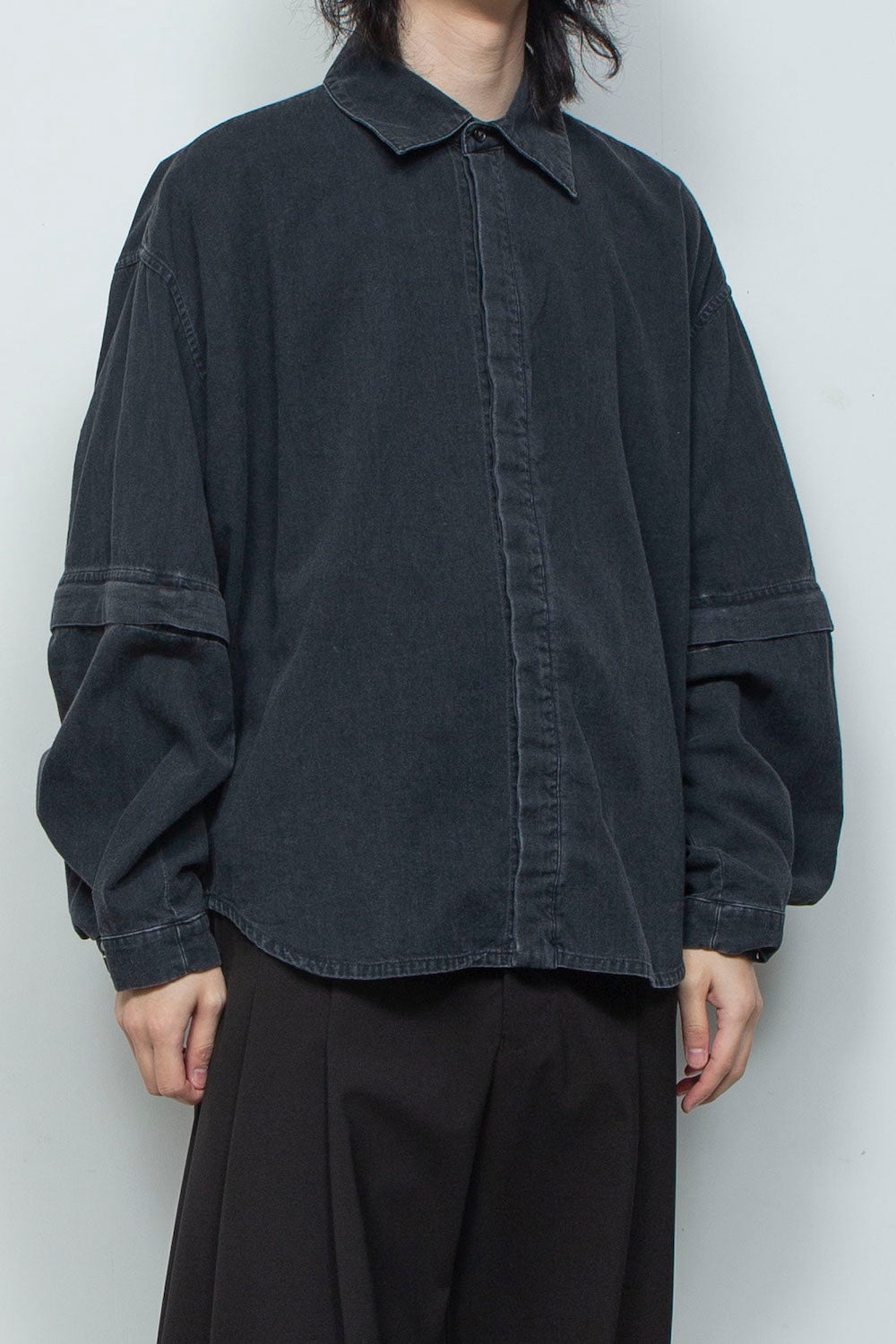 LB26SS-SH11-BWD | 7.5ozデニム デタッチャブルスリーブシャツ | BLACK WASHED