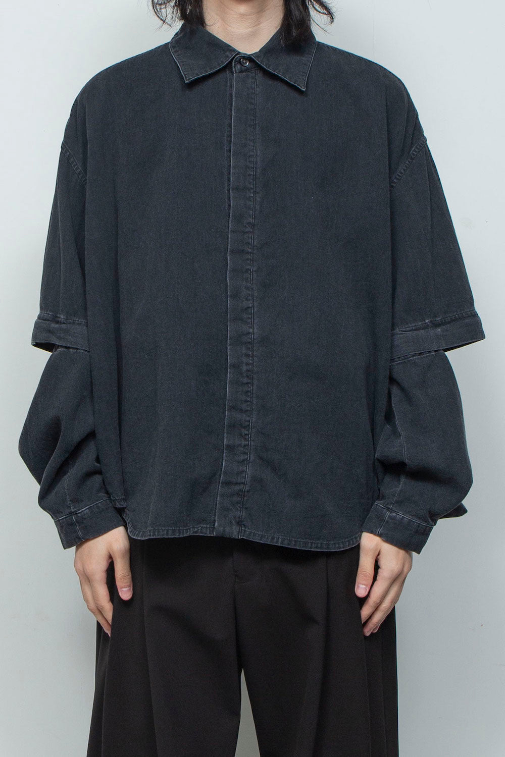 LB26SS-SH11-BWD | 7.5ozデニム デタッチャブルスリーブシャツ | BLACK WASHED