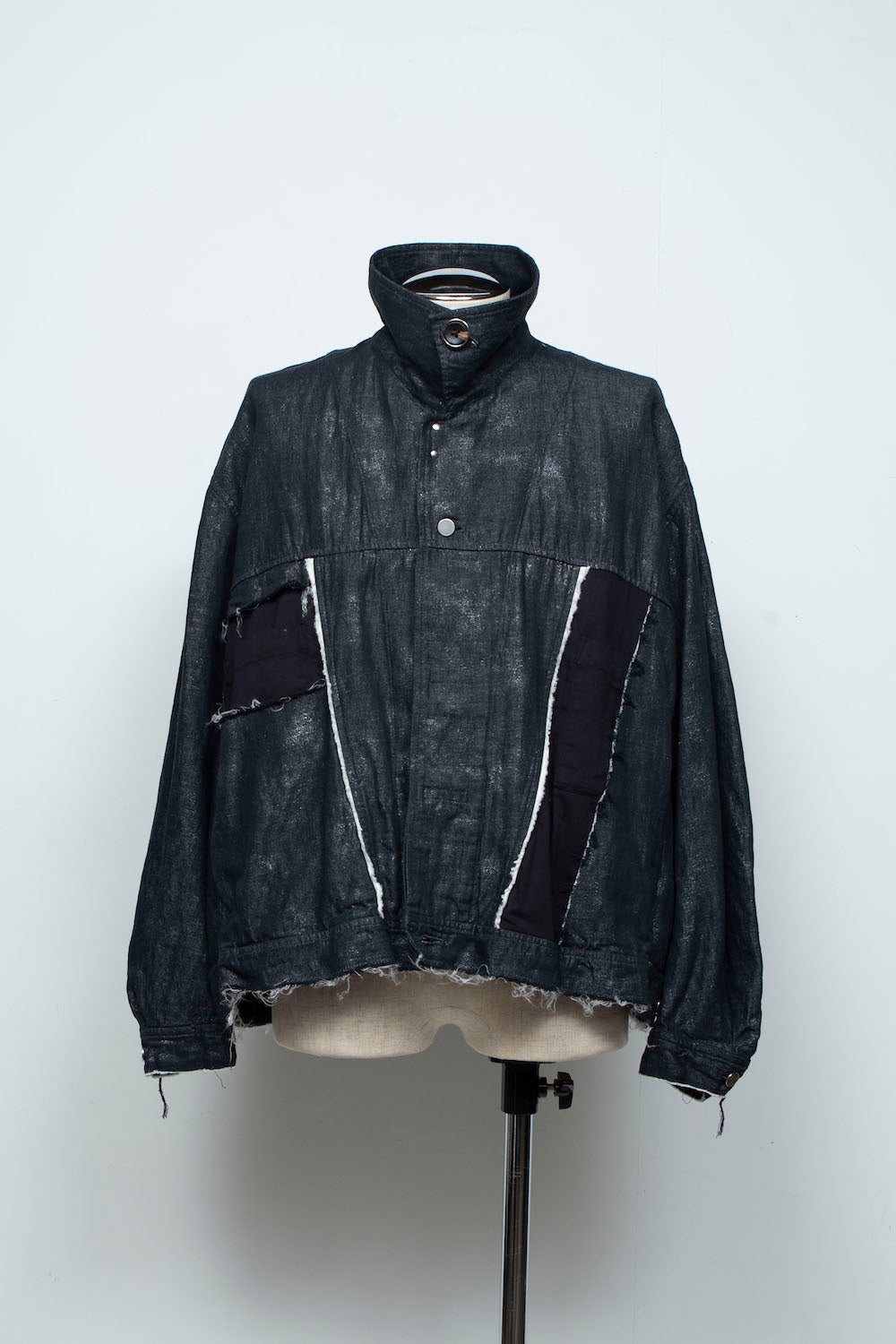 <LAST 1点> LB26SS-JK02-HPD | ホイルプリント再構築カーペンターデニムジャケット | BLACK×FOIL