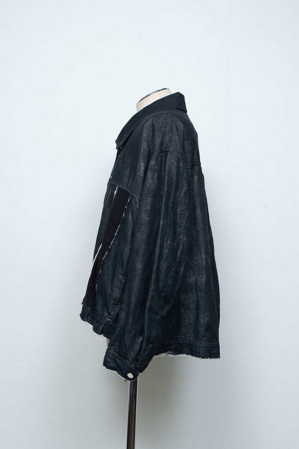 <LAST 1点> LB26SS-JK02-HPD | ホイルプリント再構築カーペンターデニムジャケット | BLACK×FOIL