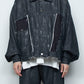 <LAST 1点> LB26SS-JK02-HPD | ホイルプリント再構築カーペンターデニムジャケット | BLACK×FOIL