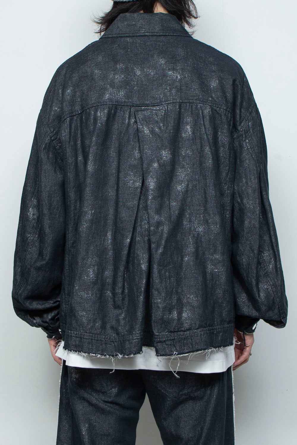<LAST 1点> LB26SS-JK02-HPD | ホイルプリント再構築カーペンターデニムジャケット | BLACK×FOIL