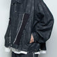 <LAST 1点> LB26SS-JK02-HPD | ホイルプリント再構築カーペンターデニムジャケット | BLACK×FOIL