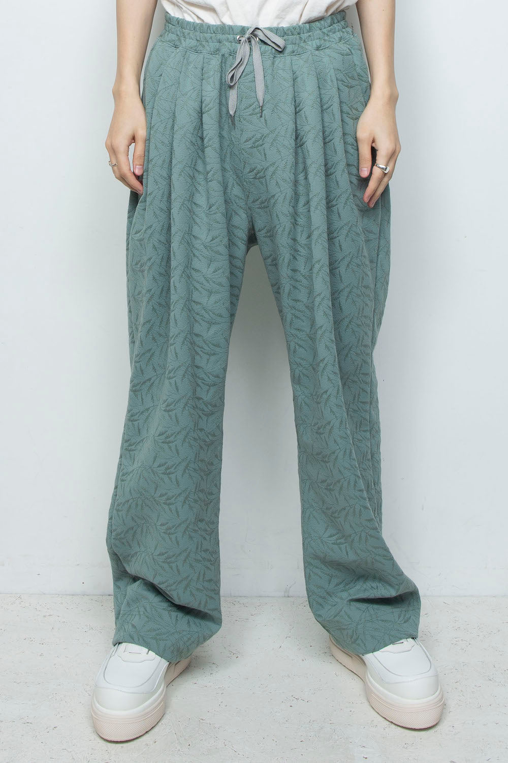 <LAST 1点> LB26SS-PT08-ETJ | フルエンブロイダリージャージーイージーパンツ | GLASS GREEN