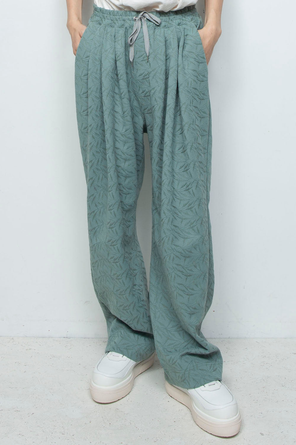 <LAST 1点> LB26SS-PT08-ETJ | フルエンブロイダリージャージーイージーパンツ | GLASS GREEN