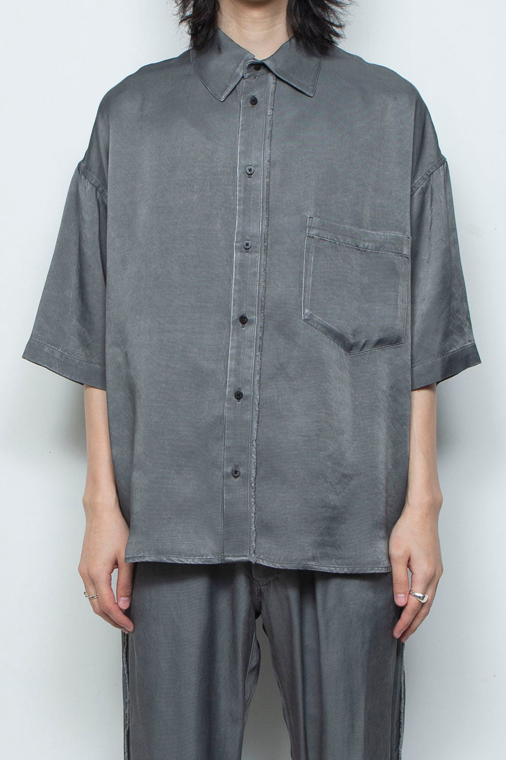 <LAST 1点> LB26SS-SH08-PDC | ピグメントウォッシュドショートスリーブコンパクトシャツ | SLATE GRAY