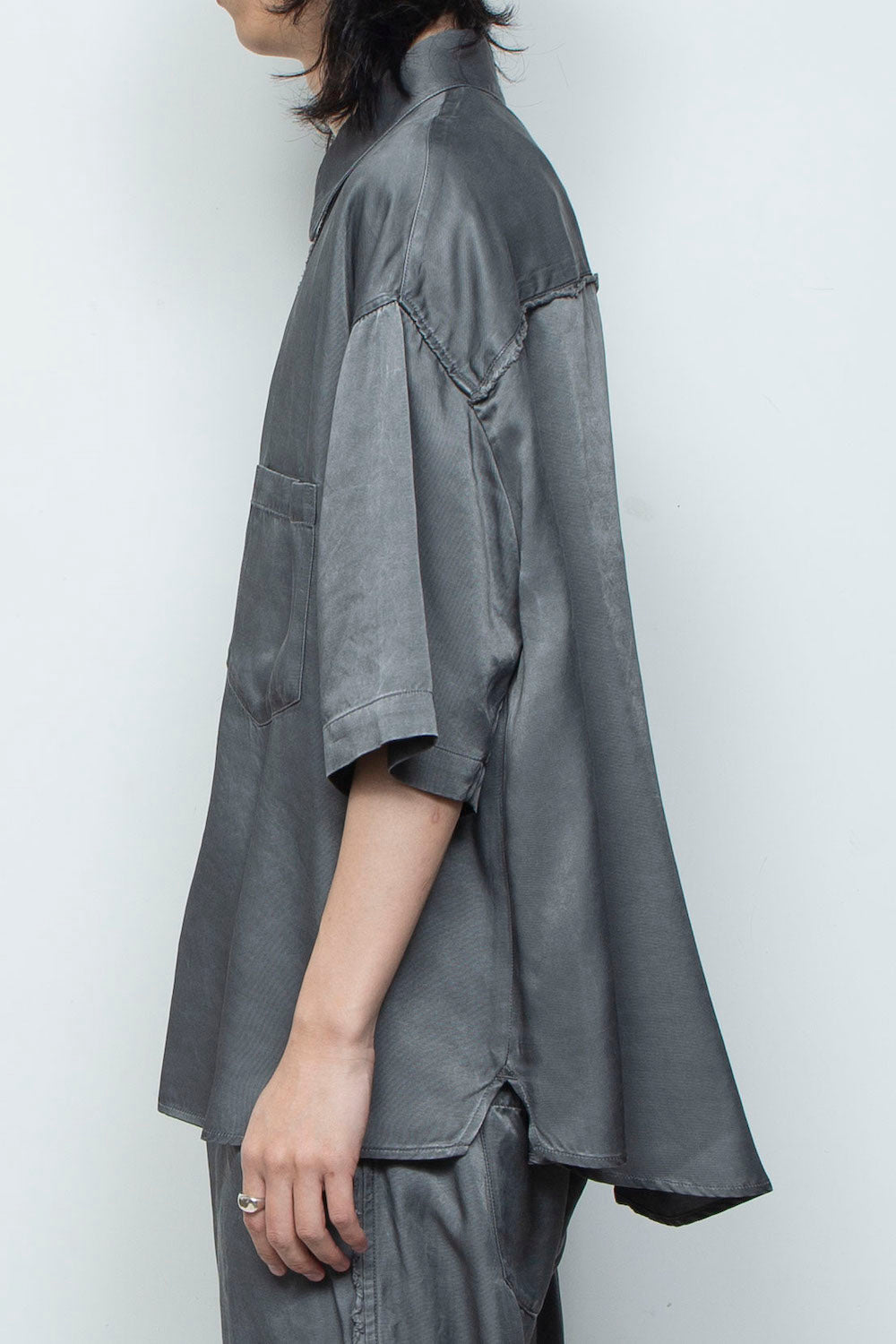 <LAST 1点> LB26SS-SH08-PDC | ピグメントウォッシュドショートスリーブコンパクトシャツ | SLATE GRAY
