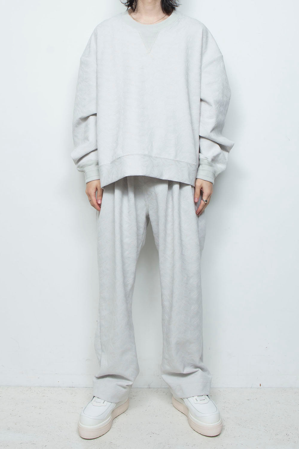 <LAST 1点> LB26SS-PO08-ETJ | フルエンブロイダリージャージープルオーバー | ICE GRAY