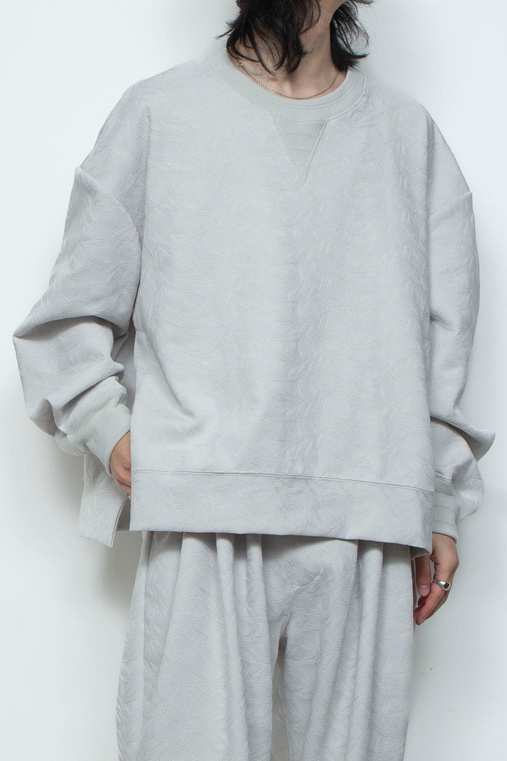 <LAST 1点> LB26SS-PO08-ETJ | フルエンブロイダリージャージープルオーバー | ICE GRAY