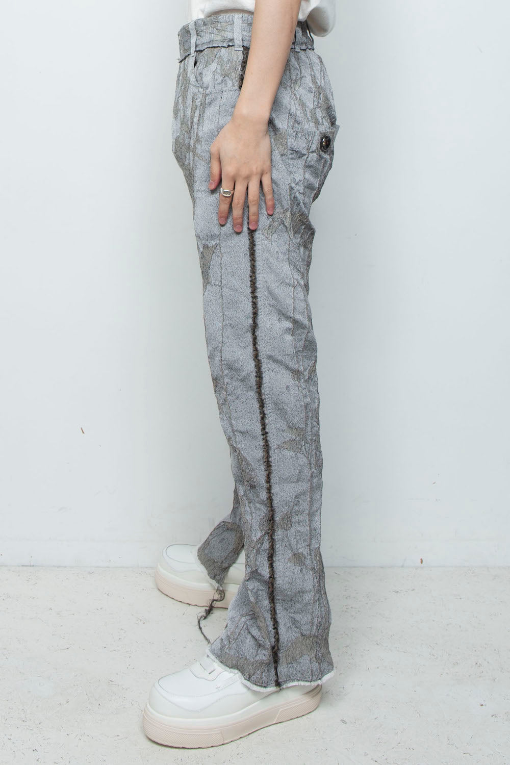 <LAST 1点> LB26SS-PT02-JQD | オリジナル蔦ジャガードローライズ5Pセミフレアパンツ | IVY×CONCRETE