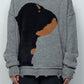 <LAST 1点> LB26AW-KN11 | ドッグモチーフインターシャセーター | LIGHT GRAY