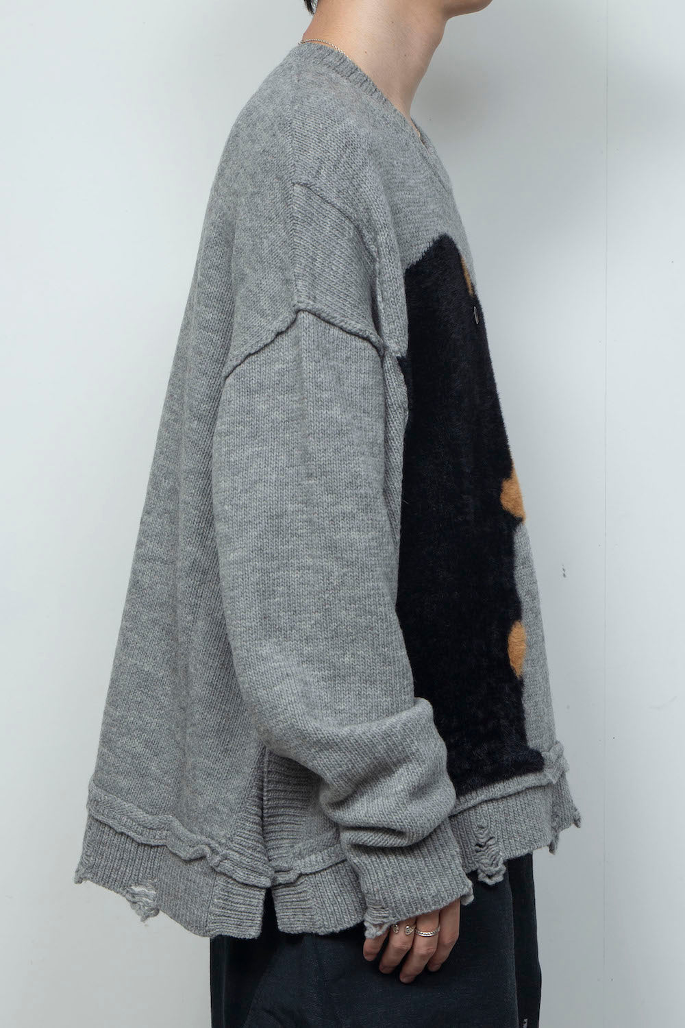 <LAST 1点> LB26AW-KN11 | ドッグモチーフインターシャセーター | LIGHT GRAY