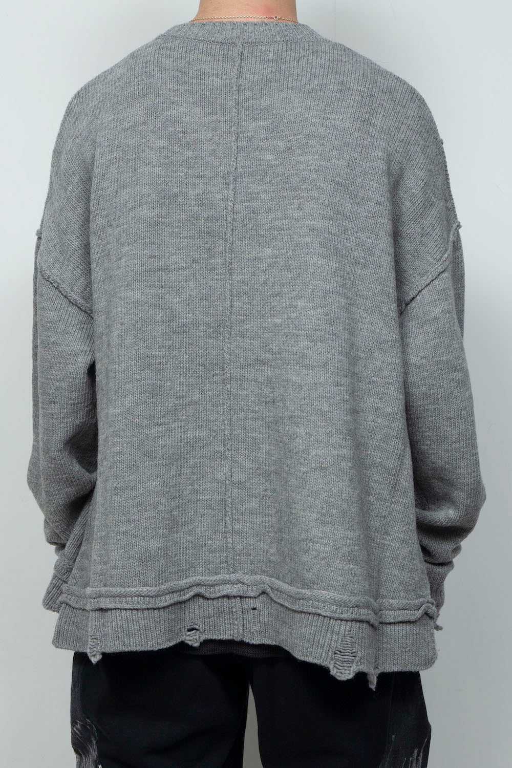 <LAST 1点> LB26AW-KN11 | ドッグモチーフインターシャセーター | LIGHT GRAY