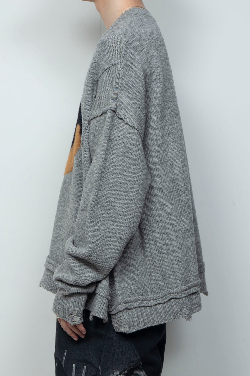 <LAST 1点> LB26AW-KN11 | ドッグモチーフインターシャセーター | LIGHT GRAY