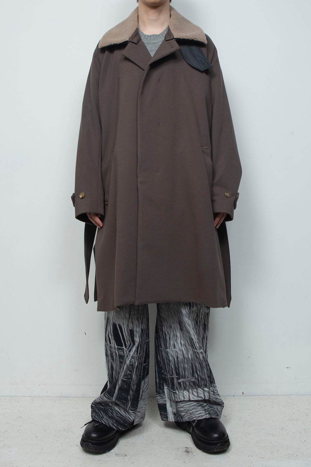 <LAST 1点> LB26AW-CO10-DFB | DOWN FABRICステンカラーコート | BROWN
