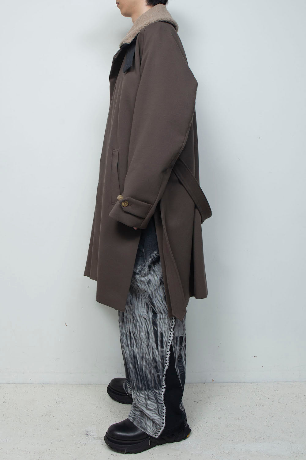 <LAST 1点> LB26AW-CO10-DFB | DOWN FABRICステンカラーコート | BROWN