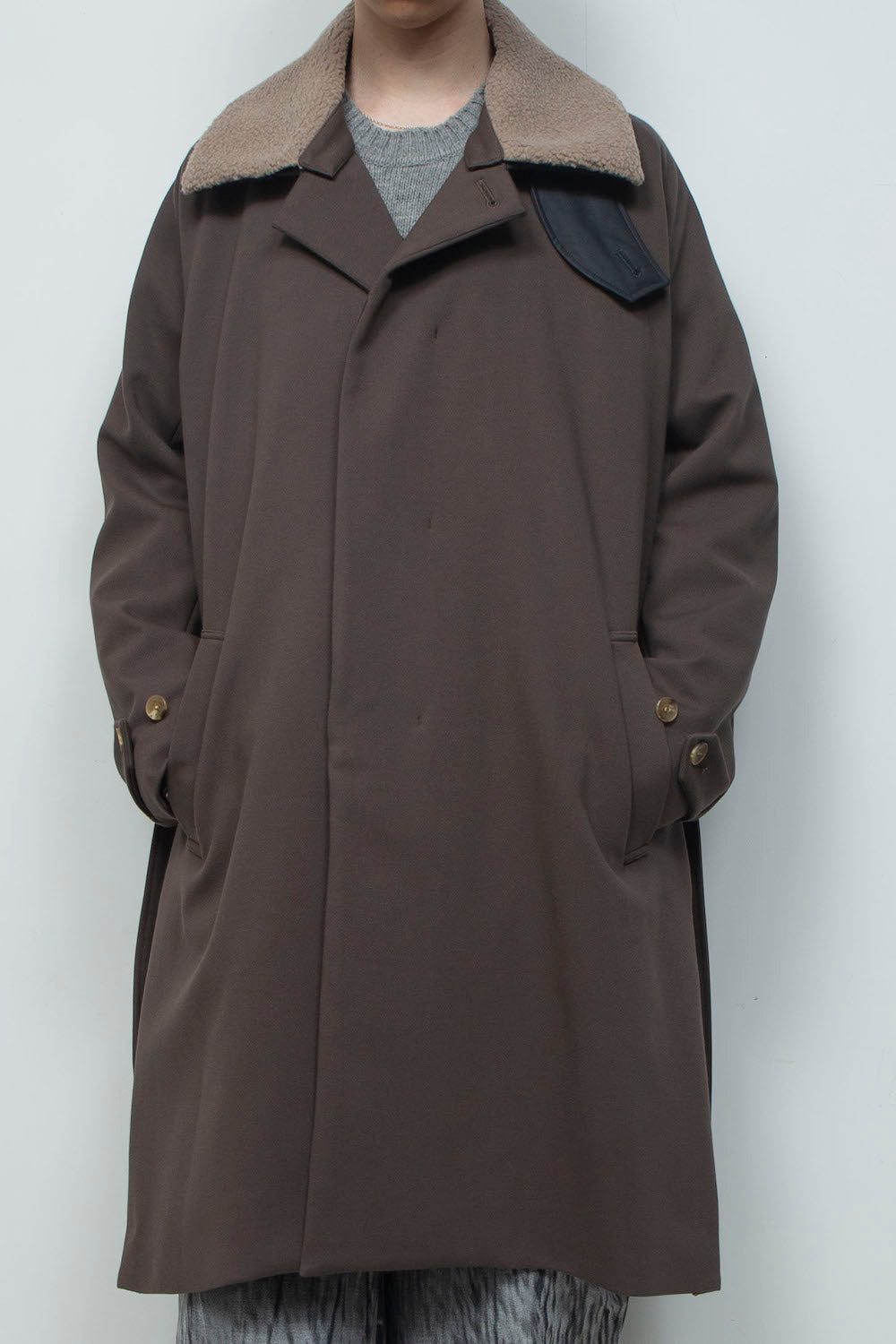 <LAST 1点> LB26AW-CO10-DFB | DOWN FABRICステンカラーコート | BROWN