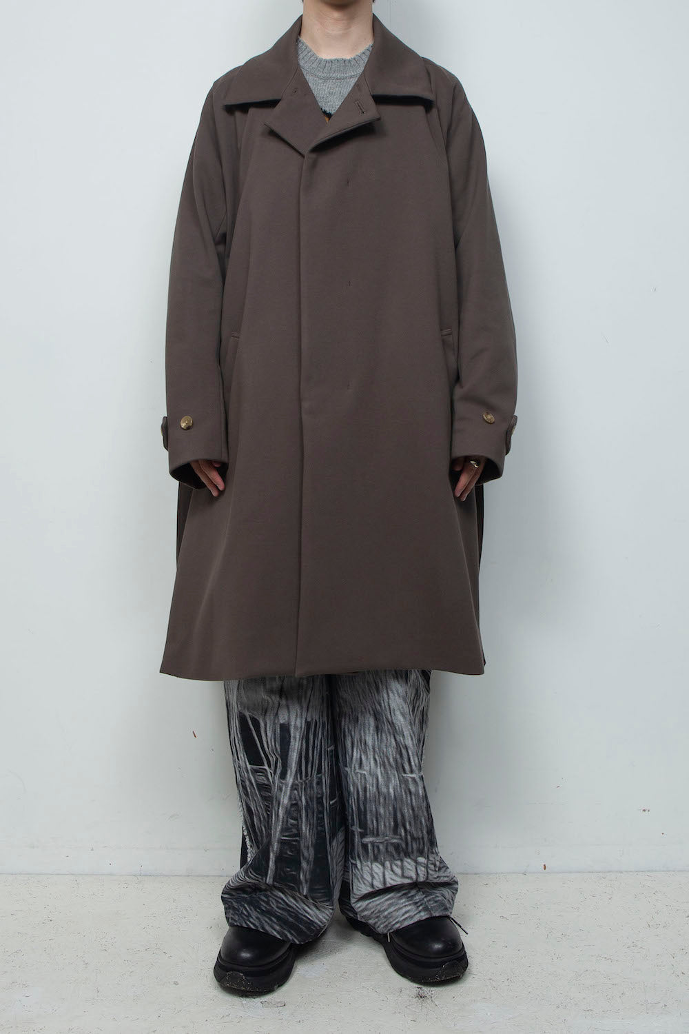 <LAST 1点> LB26AW-CO10-DFB | DOWN FABRICステンカラーコート | BROWN